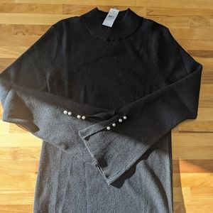 NWT Ann Taylor Pearl Button Mock Neck Sweater